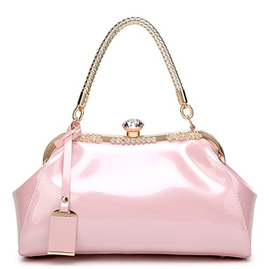 Top Handle Patent Bag - Glossy Patent Leather Handbag for Women