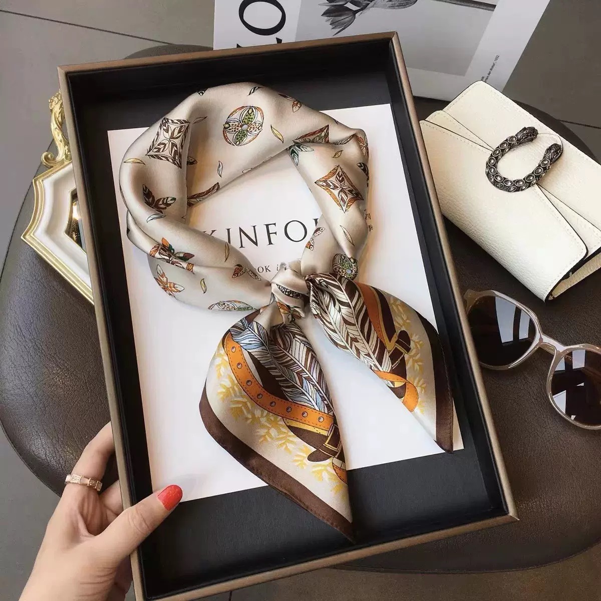 Luxury Bags Brand - Luxury Design Skinny Silk Square Scarf