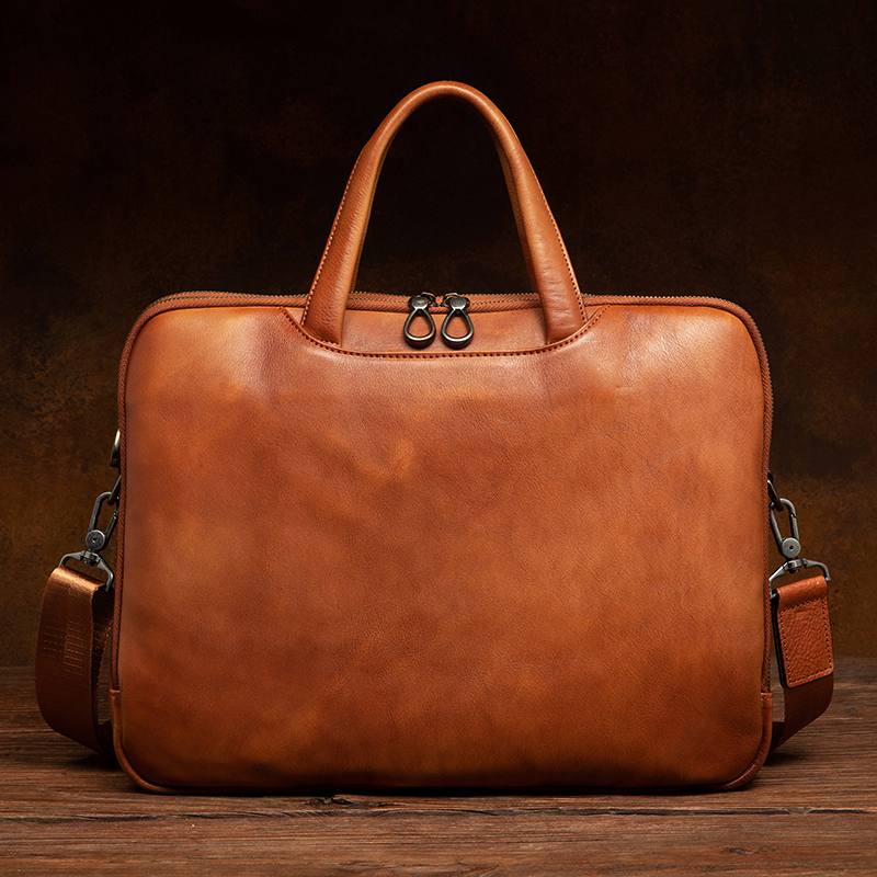 Luxury Bags For Laptop - Luxury handcrafted vegetable-tanned leather briefcase for