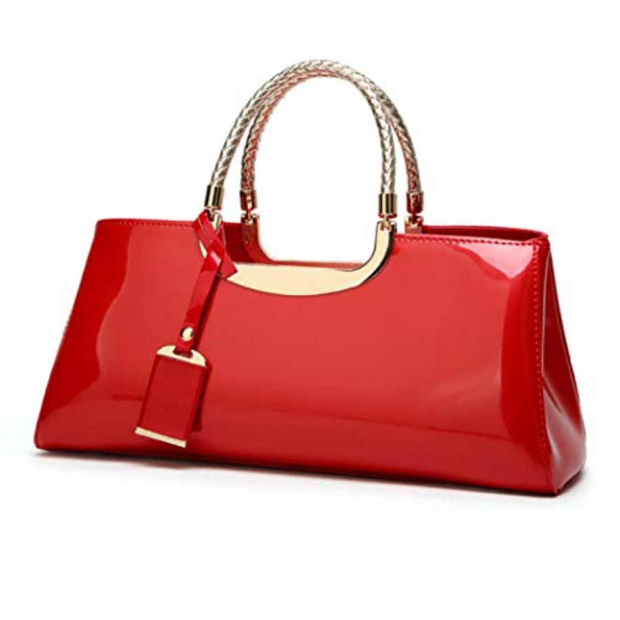 Top Handle Patent Bag - Patent Leather Structu Shoulder Handbag Women
