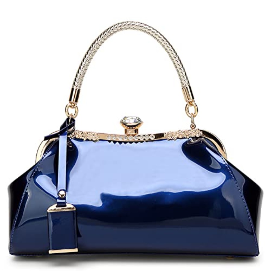 Top Handle Patent Bag - Glossy Patent Leather Handbag for Women