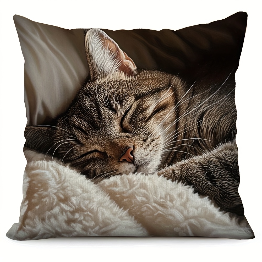 Luxury Bags For Kids - Pillow Covers 45x45cm Square Contemporary Cat