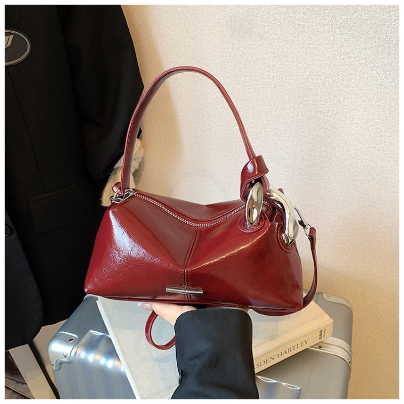 Top Handle Patent Bag - Retro Wine Red Patent Leather Mini