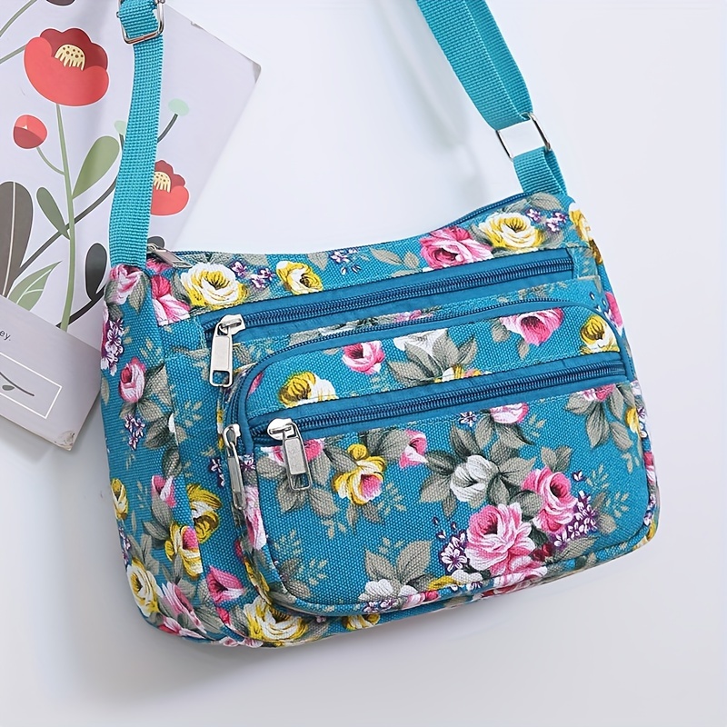 Accordion Wallet Zip - Stylish Floral Crossbody Bag, Multi Zip