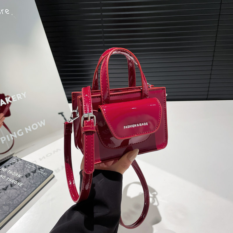 Top Handle Patent Bag - Women's Patent Leather Mini Handbag, Top
