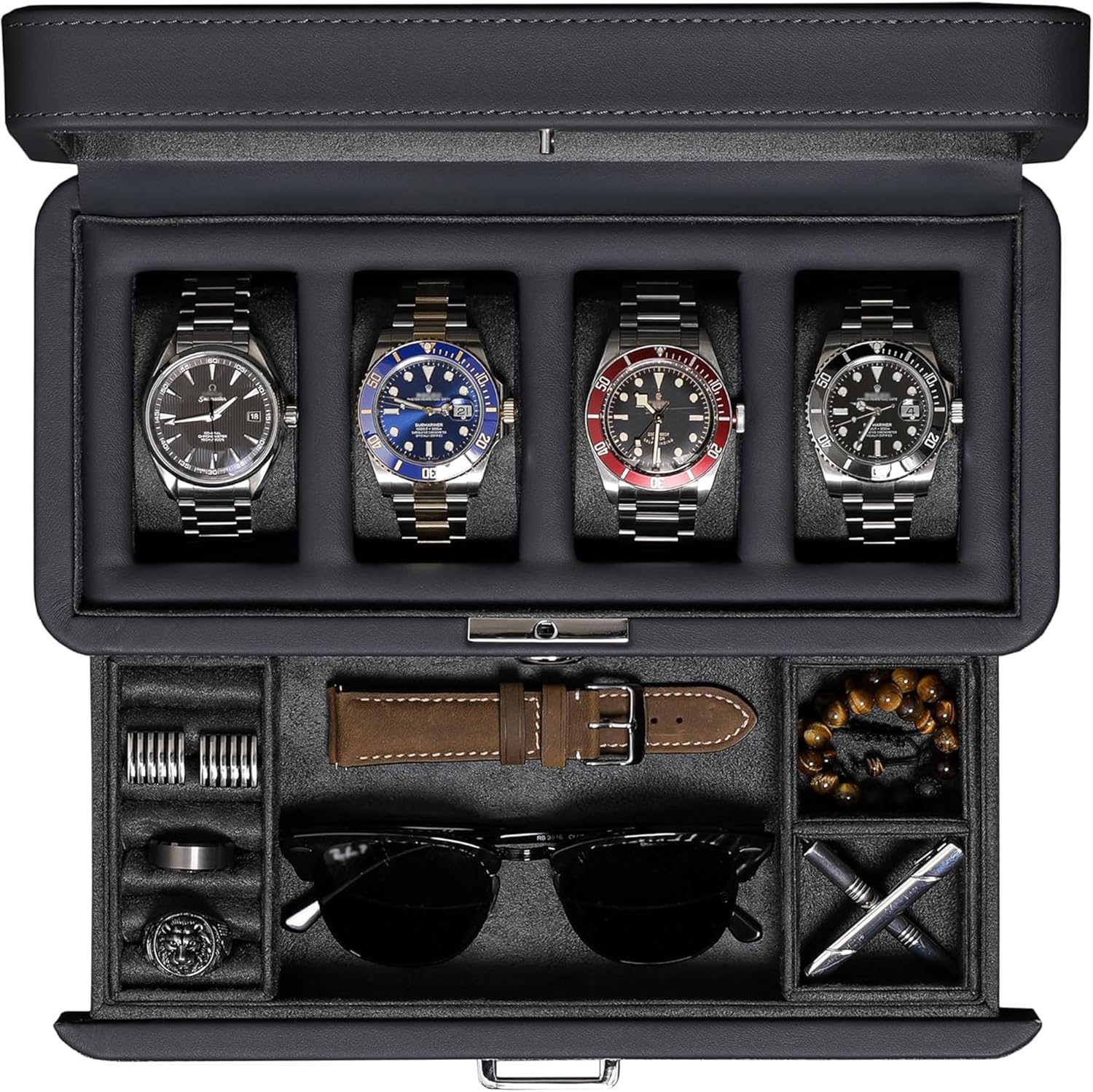 Luxury Bags For Women - Luxury 4-Slot Watch Box with Valet