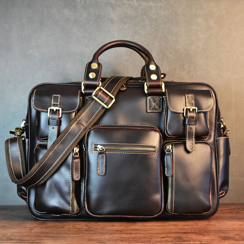Luxury Bags For Laptop - Vintage Men's Black Shoulder Bags High-Capacity