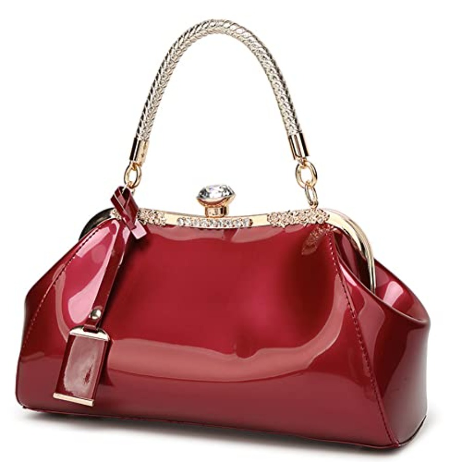 Glossy Patent Leather Handbag  - Top Handle Patent Bag のレビューと価格