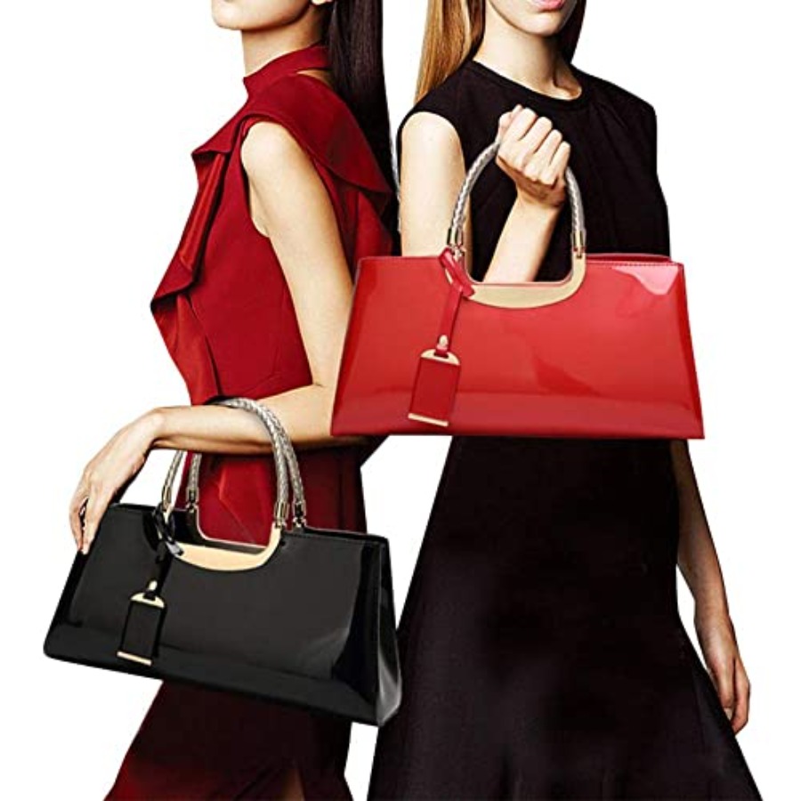 Patent Leather Structu Shoulde - Top Handle Patent Bag のレビューと価格