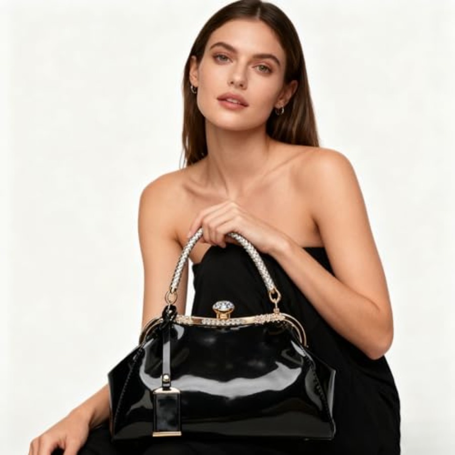 Glossy Patent Leather Handbag  - Top Handle Patent Bag のレビューと価格