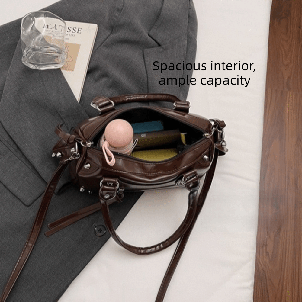Fashion Rivets Pillow Bag Pate - Top Handle Patent Bag のレビューと価格