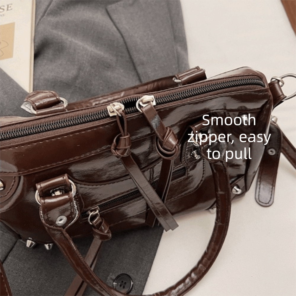 Fashion Rivets Pillow Bag Pate - Top Handle Patent Bag のレビューと価格