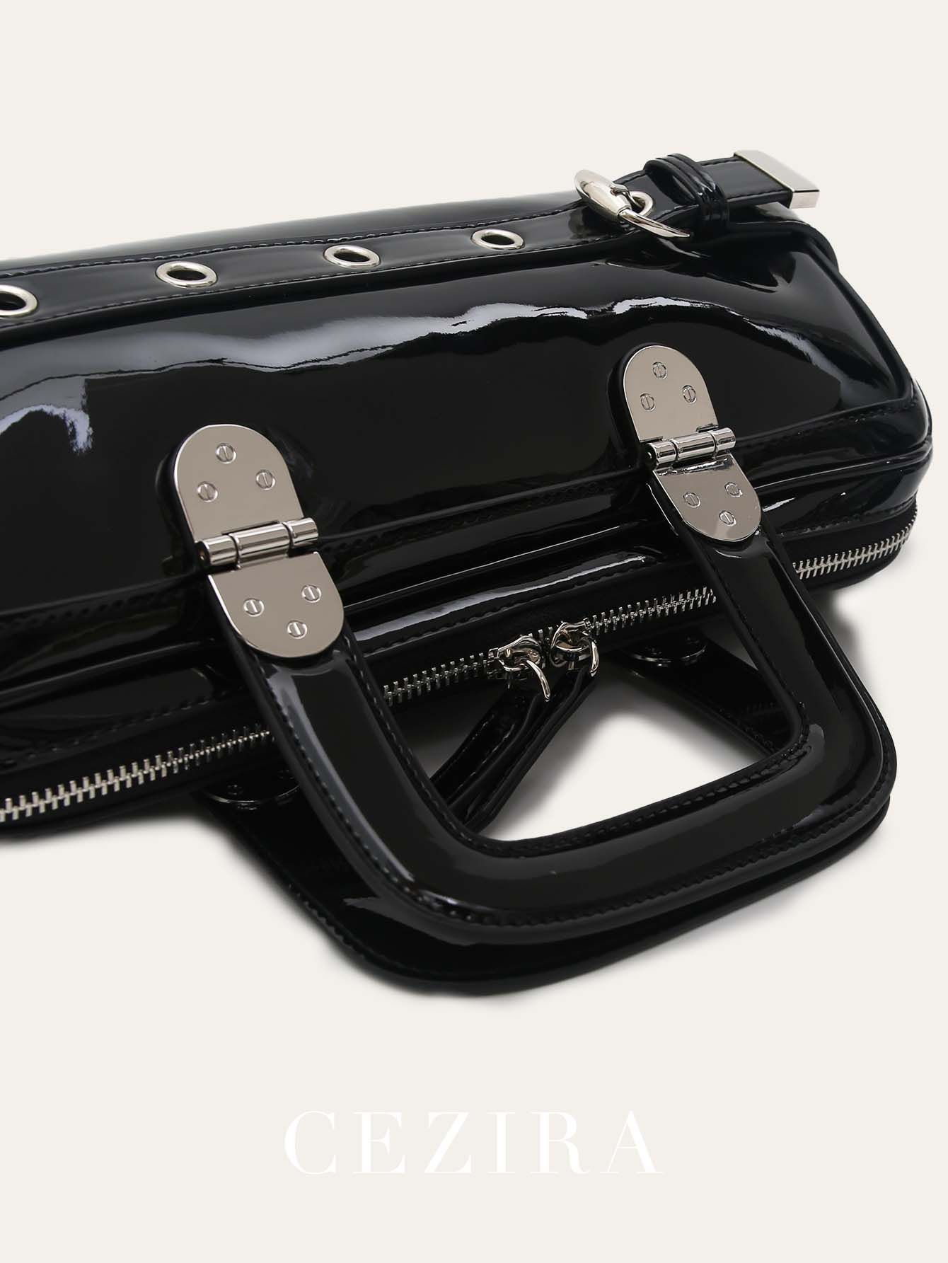 CEZIRA Fashion Punk Patent PU  - Top Handle Patent Bag のレビューと価格