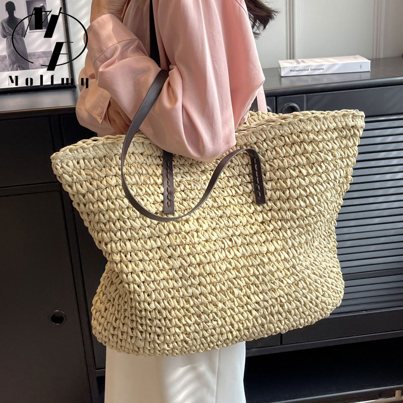 Straw Woven Tote Bags Casual L - Luxury Bags Big のレビューと価格