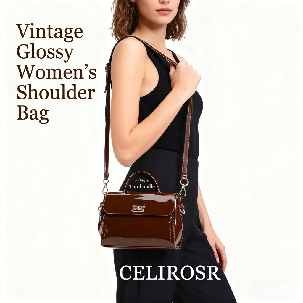 Vintage Glossy Women's Shoulde - Top Handle Patent Bag のレビューと価格