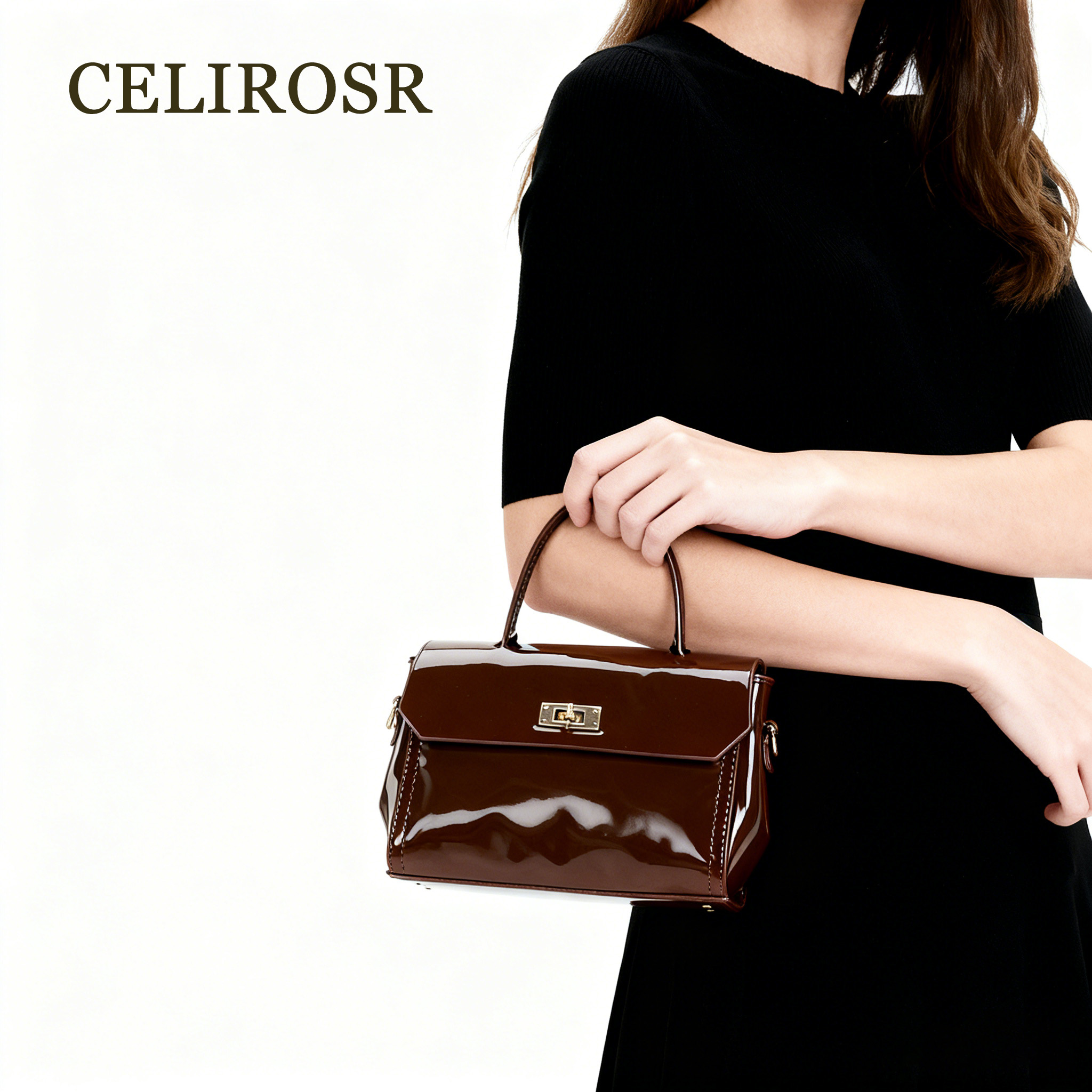 Vintage Glossy Women's Shoulde - Top Handle Patent Bag のレビューと価格
