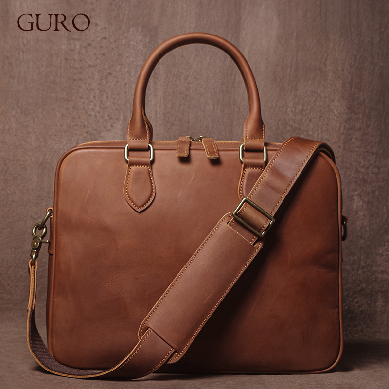 GURO Men Crazy Horse Cowhide B - Luxury Bags For Laptop のレビューと価格