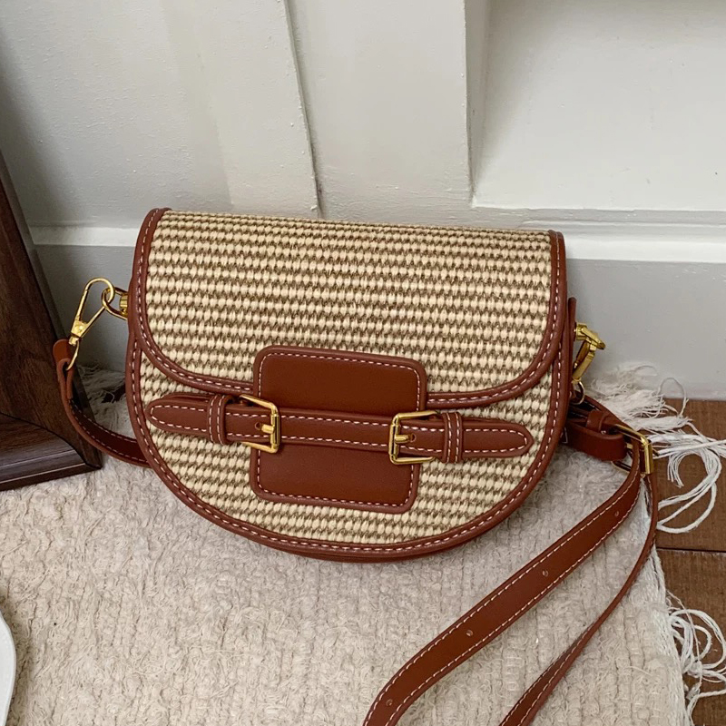 England Style Mini Straw Saddl - Luxury Bags For Women のレビューと価格