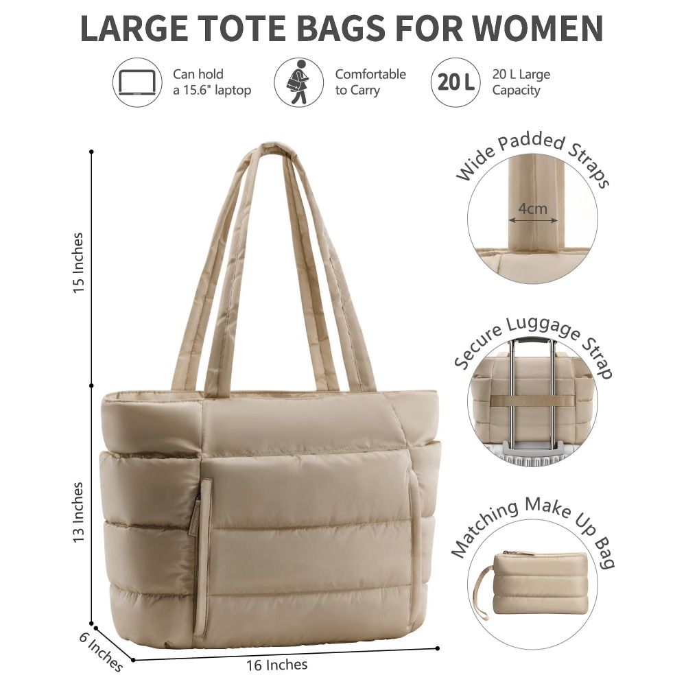 Large Capacity Puffer Tote Bag - Accordion Wallet Zip のレビューと価格