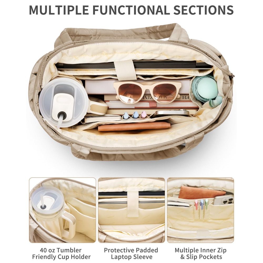 Large Capacity Puffer Tote Bag - Accordion Wallet Zip のレビューと価格
