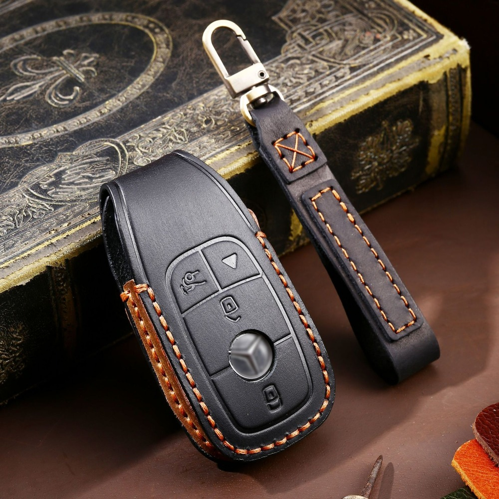 Leather Car Key Fob Case Cover - Key Holder Leather Pouch のレビューと価格