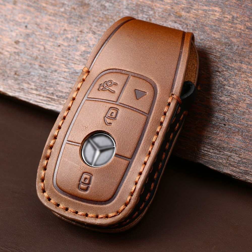 Leather Car Key Fob Case Cover - Key Holder Leather Pouch のレビューと価格
