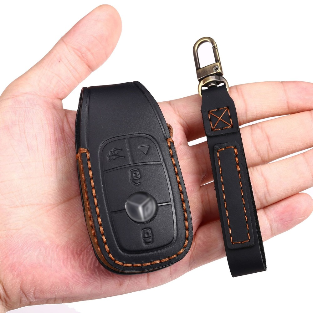 Leather Car Key Fob Case Cover - Key Holder Leather Pouch のレビューと価格
